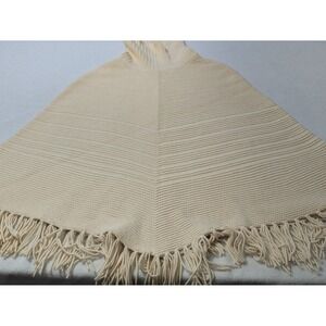 Talbot's Cream Wool knit Poncho, Size Large XL